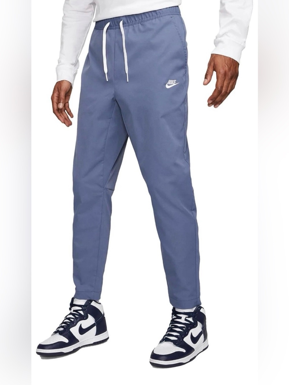 Nike Pants Mens XL Blue Woven Club Woven Tapered Drawstring Pockets Gym Training